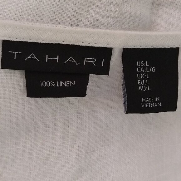 Tahari Tunic Linen Dress Size Large Grey White - Picture 4 of 4